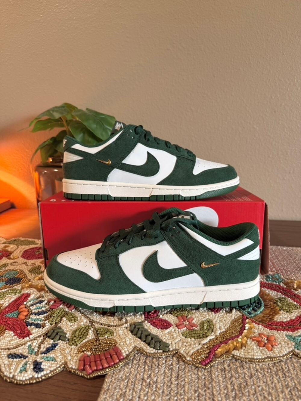 Nike Dunk Low Gorge Green Gold Mini Swoosh Sequoia Cargo Khaki Olive IB4417 100
